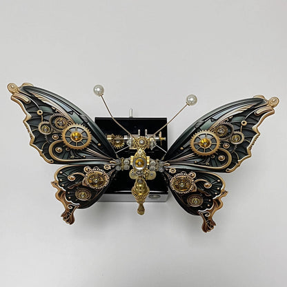 Modelo de rompecabezas de metal de mariposa steampunk mecánico con caja de música