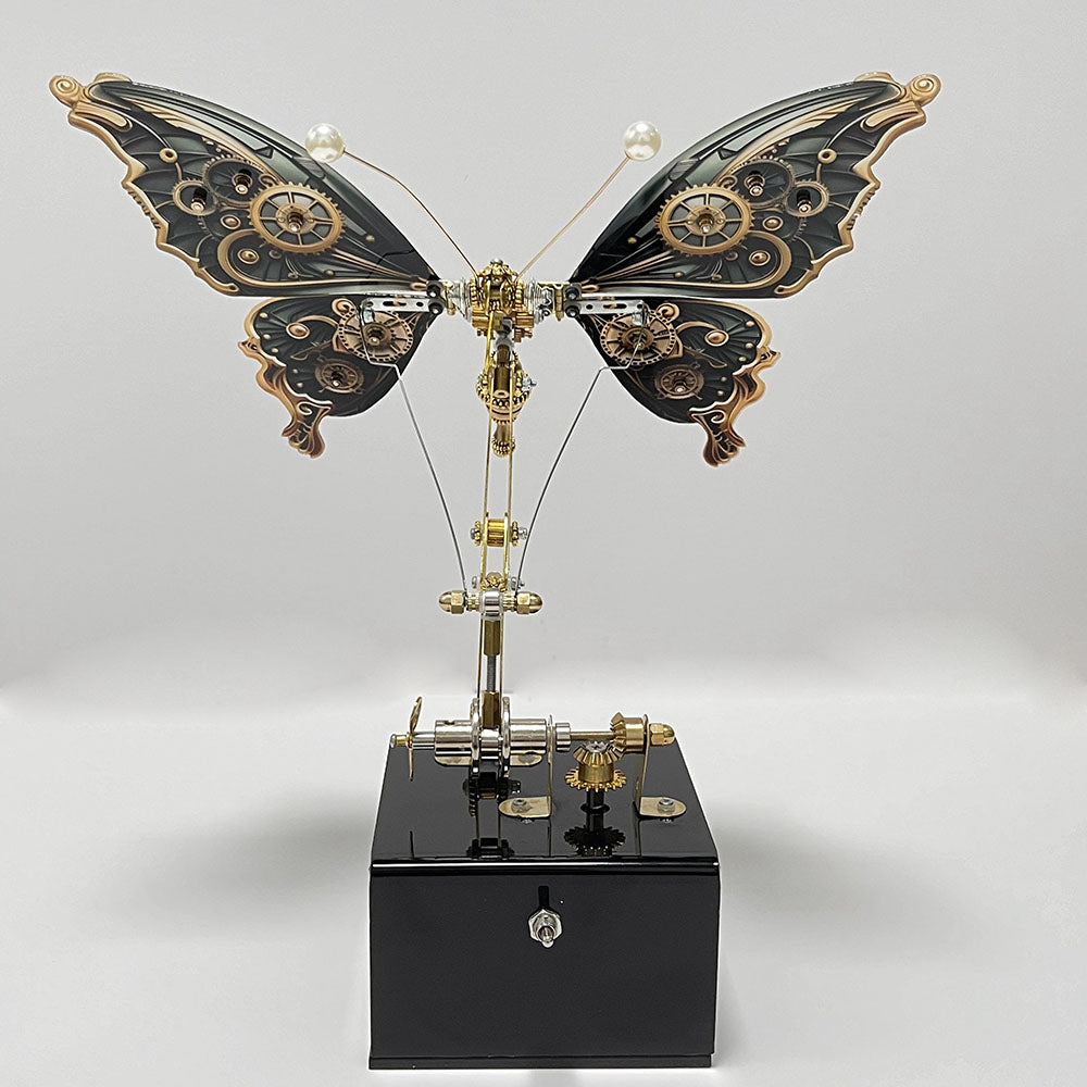 Modelo de rompecabezas de metal de mariposa steampunk mecánico con caja de música