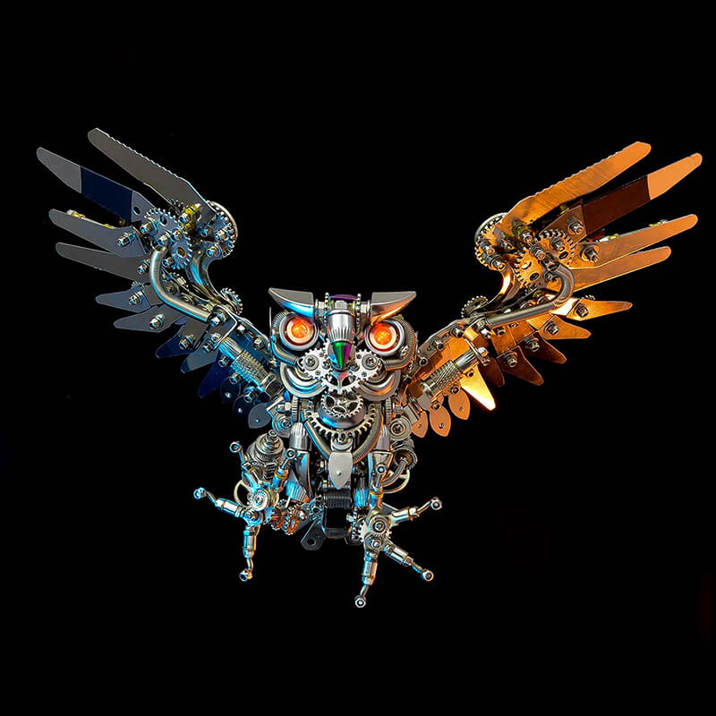 Kit de rompecabezas de metal 3D Steampunk de búho para adultos 