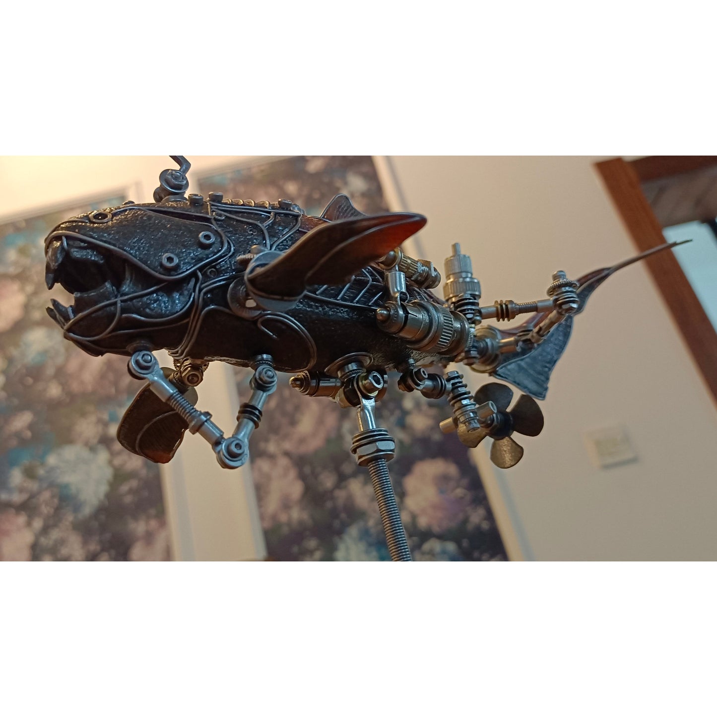 Modelo artesanal de Dunkleosteus de metal mecánico 3D Steampunk