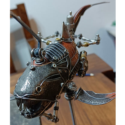 Modelo artesanal de Dunkleosteus de metal mecánico 3D Steampunk