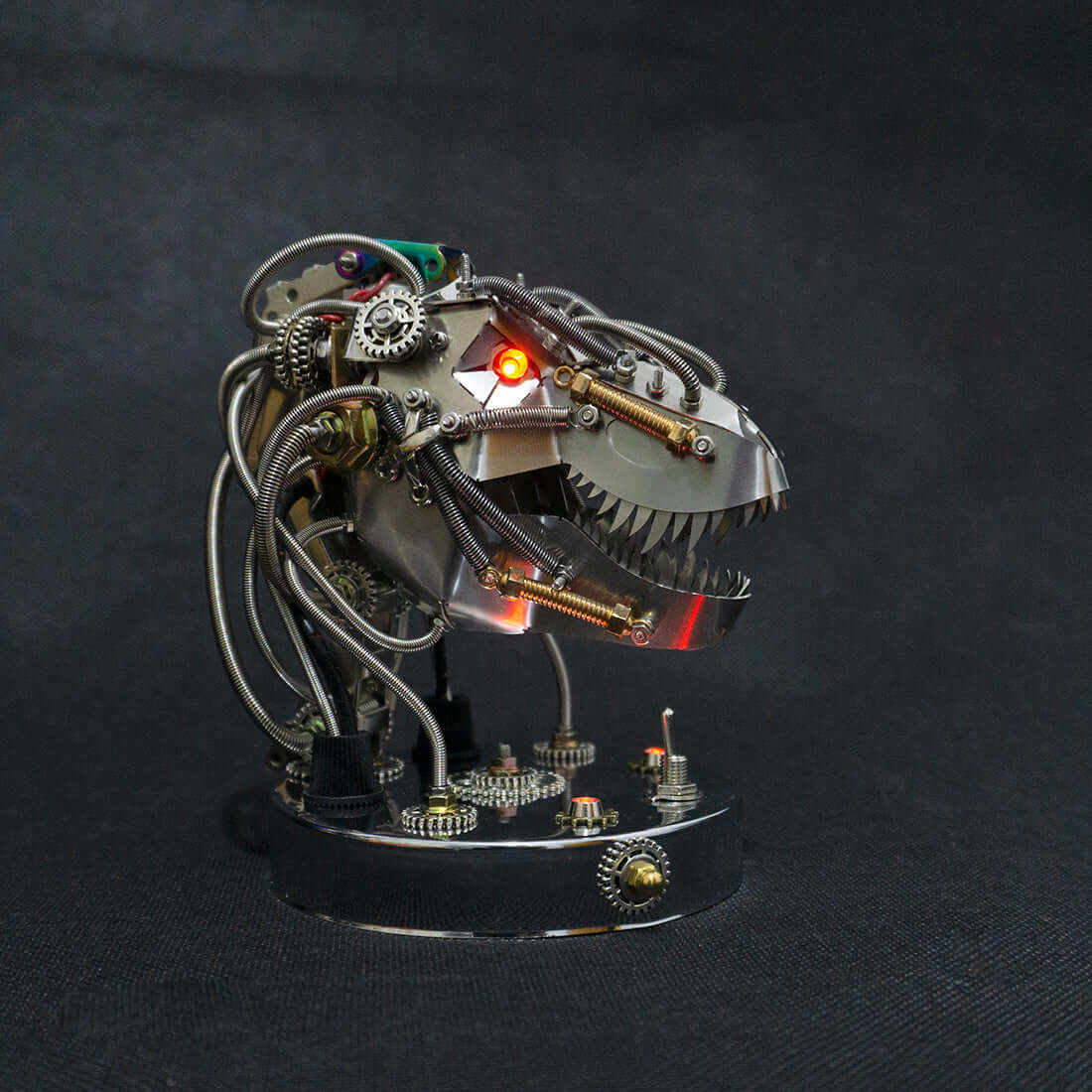 Kit de modelos de cabeza de dinosaurio mecánica móvil de metal 3D Steampunk de 180 piezas