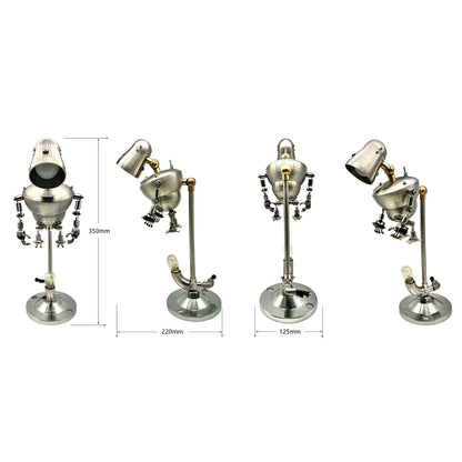 Lámpara de mesa de metal con diseño de robot Steampunk 3D con enchufe estadounidense