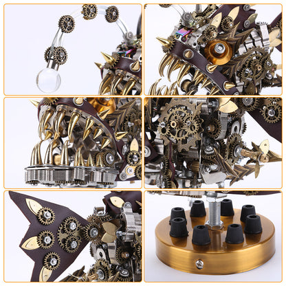 Kit de rompecabezas de metal 3D de pez rape Steampunk con base 