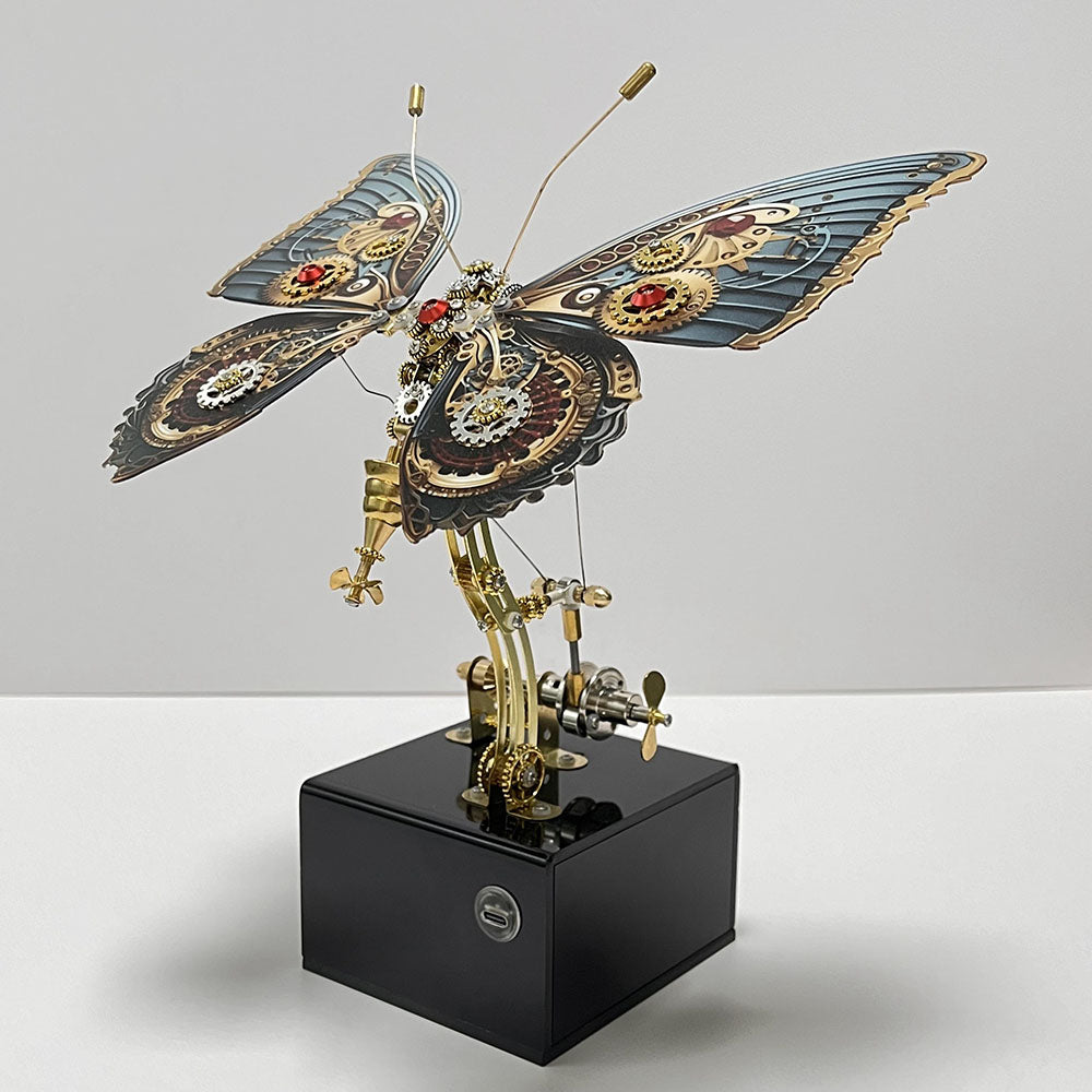 Rompecabezas mecánico de metal 3D de mariposa Steampunk con caja de música para regalos y decoración. 