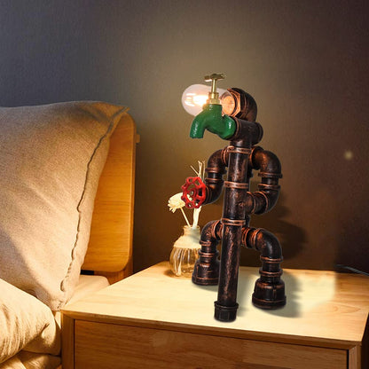 Lámpara de escritorio Steampunk de metal, lámpara de mesa estilo pipa de agua, lámpara de mesa vintage 