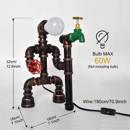 Lámpara de escritorio Steampunk de metal, lámpara de mesa estilo pipa de agua, lámpara de mesa vintage 