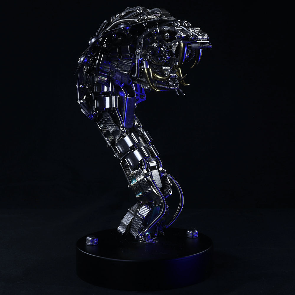 Kit de rompecabezas de metal Steampunk King Cobra con base, serie Snake