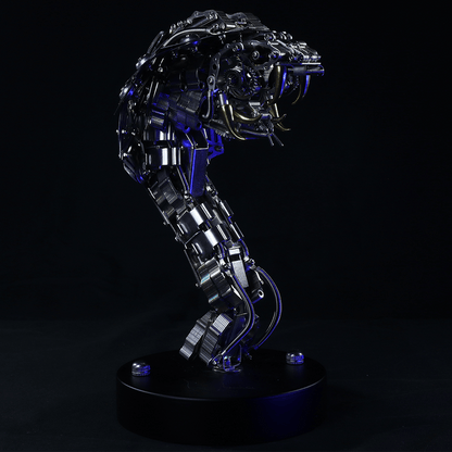 Kit de rompecabezas de metal Steampunk King Cobra con base, serie Snake