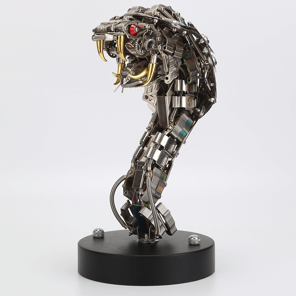 Kit de rompecabezas de metal Steampunk King Cobra con base, serie Snake