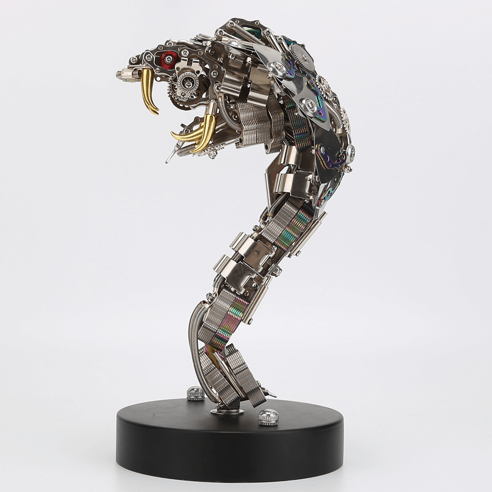 Kit de rompecabezas de metal Steampunk King Cobra con base, serie Snake