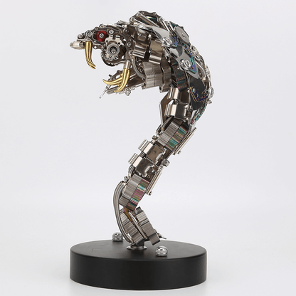 Kit de rompecabezas de metal Steampunk King Cobra con base, serie Snake