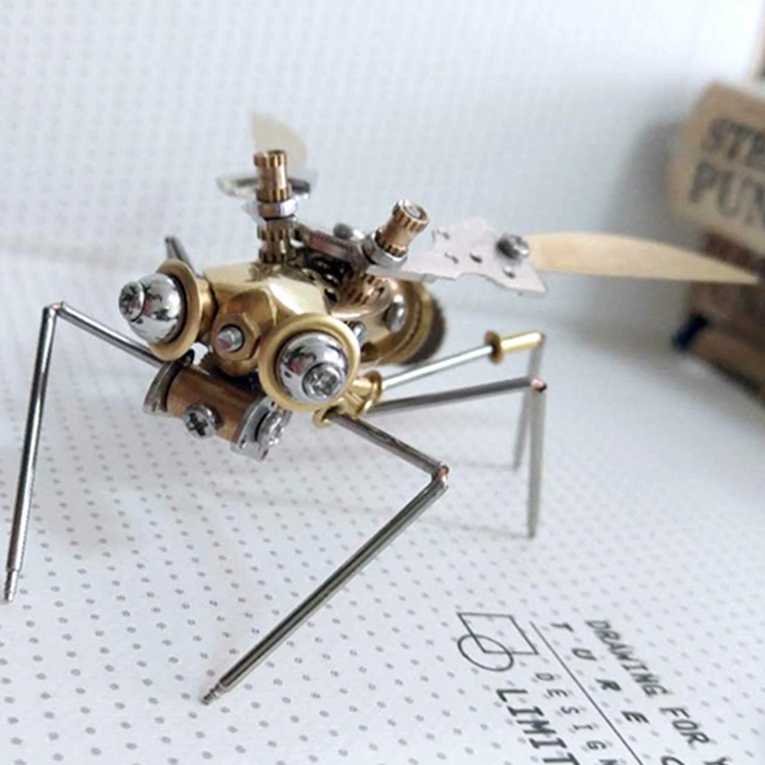 Colección de modelos de insectos araña avispa pequeña mecánica de metal Steampunk