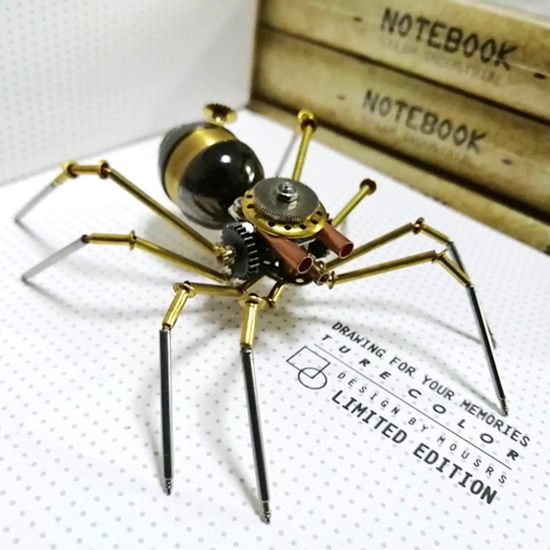 Colección de modelos de insectos araña avispa pequeña mecánica de metal Steampunk