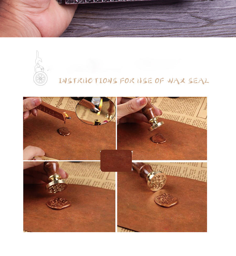 Cuaderno Steampunk de tapa dura, kit de pluma y sello DIY con caja de regalo