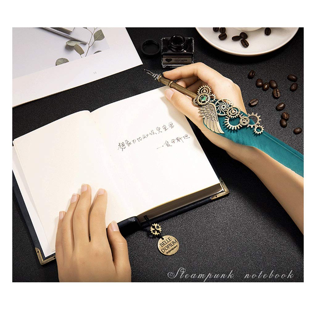 Cuaderno Steampunk de tapa dura, kit de pluma y sello con caja de regalo