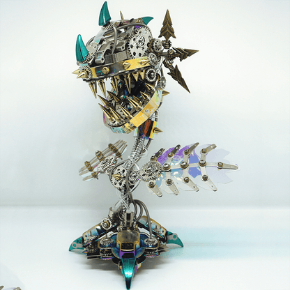 Modelo de rompecabezas de metal Steampunk realista de flor caníbal con boca abierta 