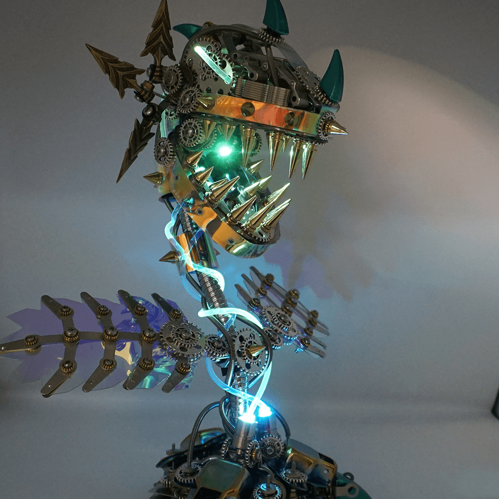 Modelo de rompecabezas de metal Steampunk realista de flor caníbal con boca abierta 