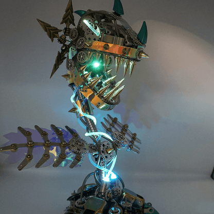 Modelo de rompecabezas de metal Steampunk realista de flor caníbal con boca abierta 