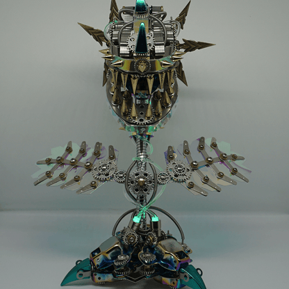 Modelo de rompecabezas de metal Steampunk realista de flor caníbal con boca abierta 