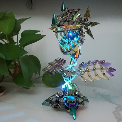 Modelo de rompecabezas de metal Steampunk realista de flor caníbal con boca abierta 