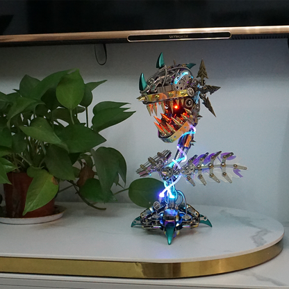 Modelo de rompecabezas de metal Steampunk realista de flor caníbal con boca abierta 