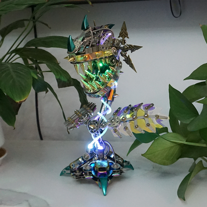 Modelo de rompecabezas de metal Steampunk realista de flor caníbal con boca abierta 