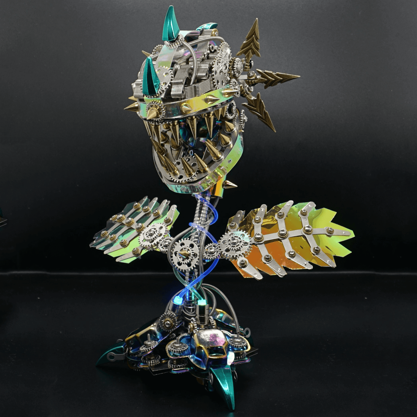 Modelo de rompecabezas de metal Steampunk realista de flor caníbal con boca abierta 