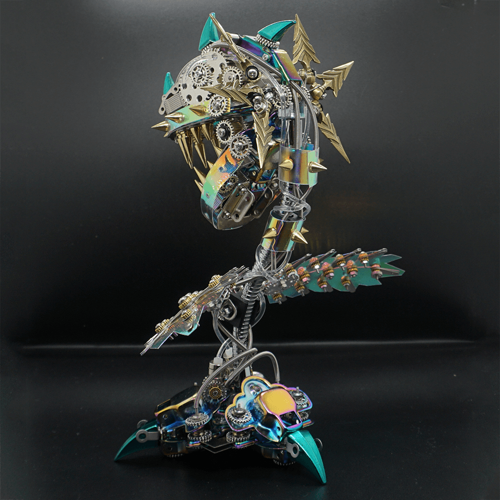 Modelo de rompecabezas de metal Steampunk realista de flor caníbal con boca abierta 