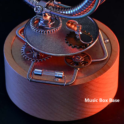Kit de rompecabezas de metal Steampunk Seahorse con base de caja de música 