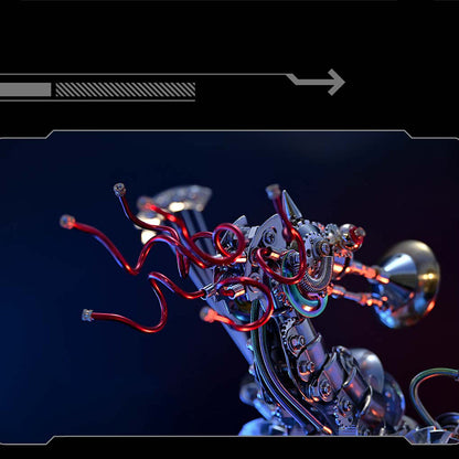 Kit de rompecabezas de metal Steampunk Seahorse con base de caja de música 