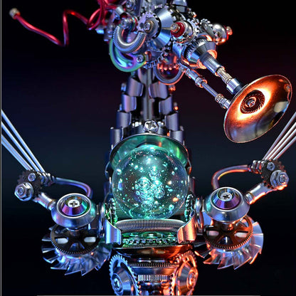 Kit de rompecabezas de metal Steampunk Seahorse con base de caja de música 