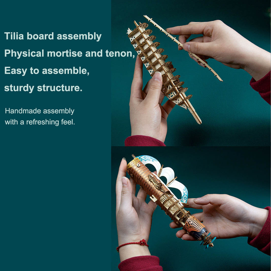 Juguete de rompecabezas de madera 3D de submarino Steampunk para regalo y decoración.