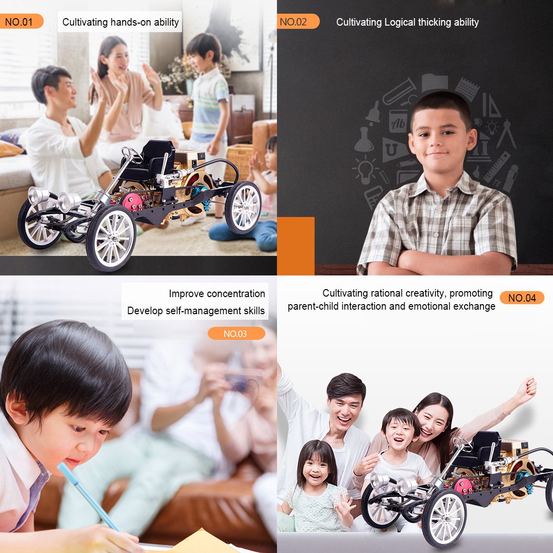 Modelo de vehículo de juguete para adultos, de metal, con motor monocilíndrico, estilo retro británico.