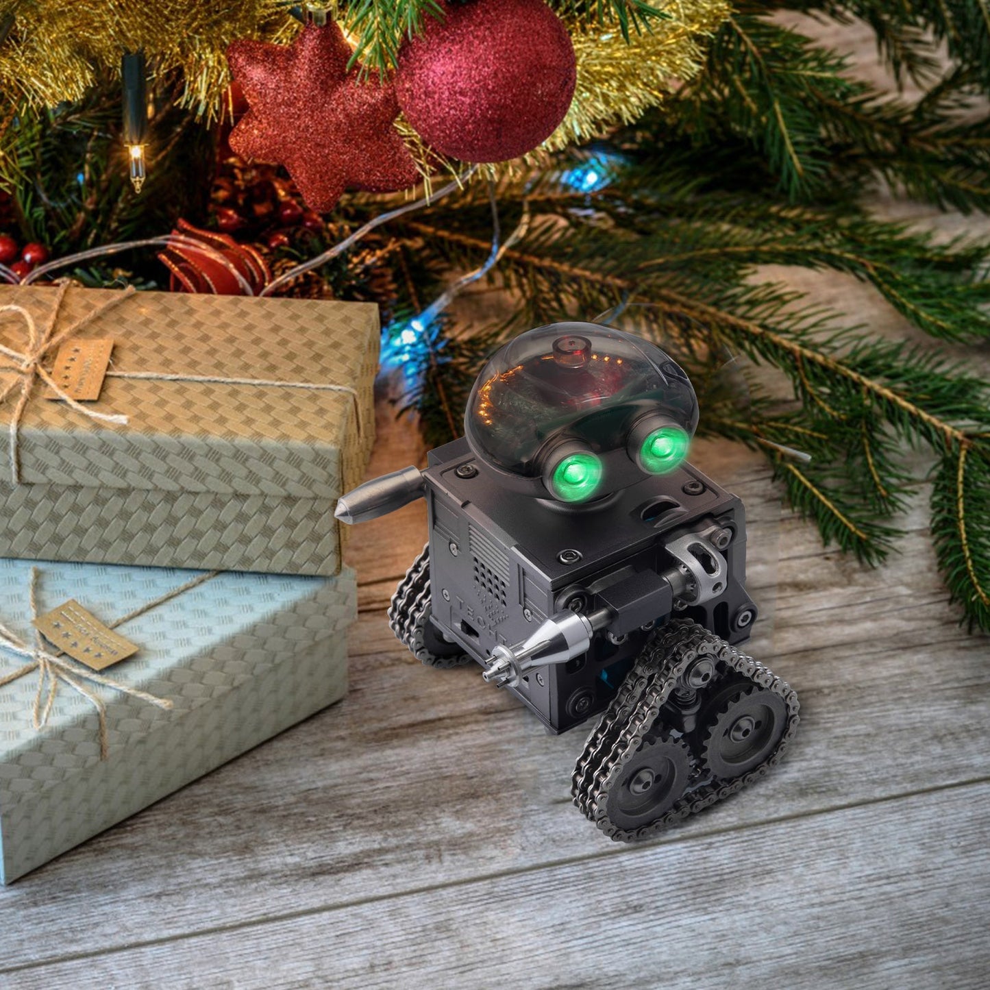Kit de modelo de robot de metal con orugas RC y altavoz Bluetooth mecánico DIY de TECHING