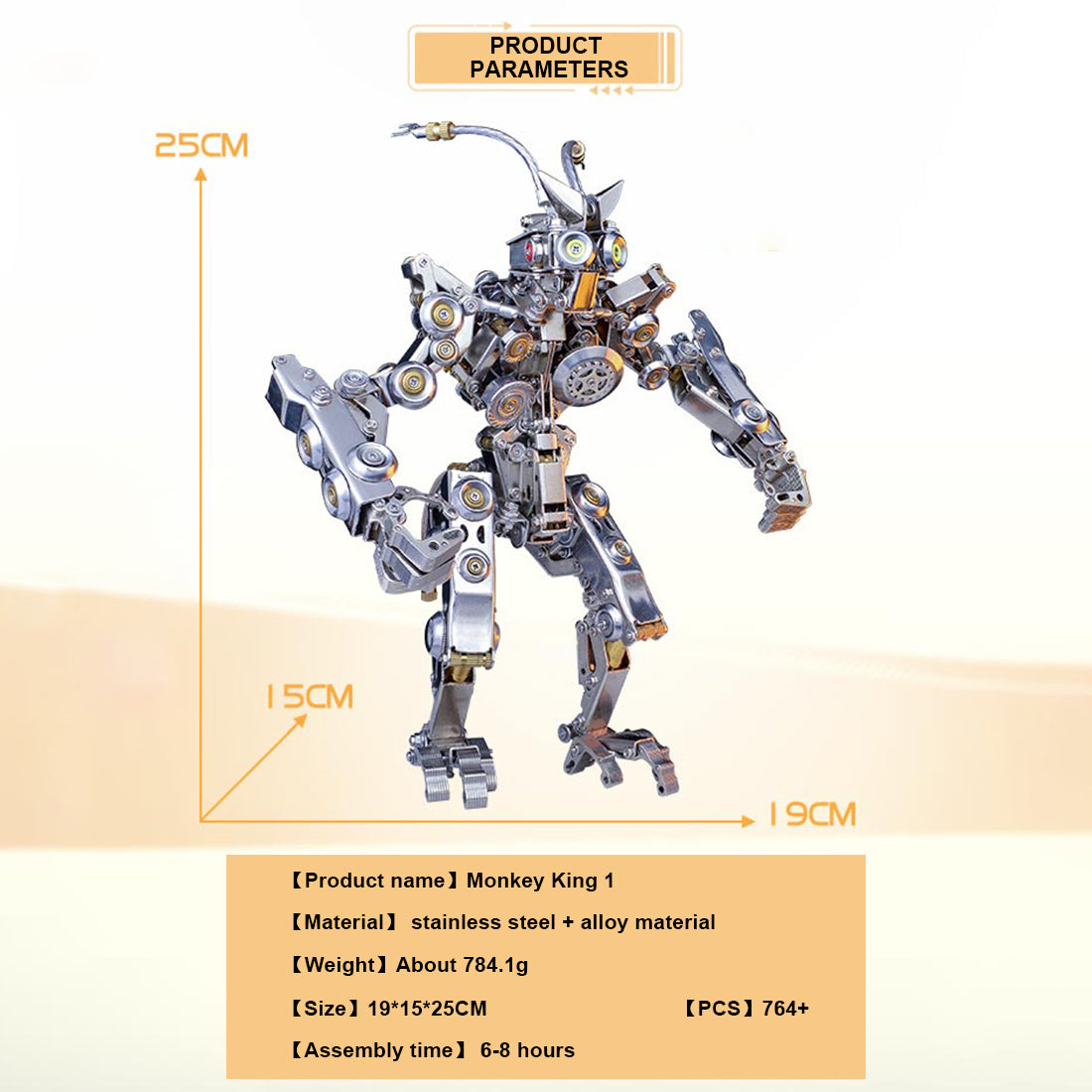 Kit de modelo de robot transformable de metal 3D DIY Monkey King