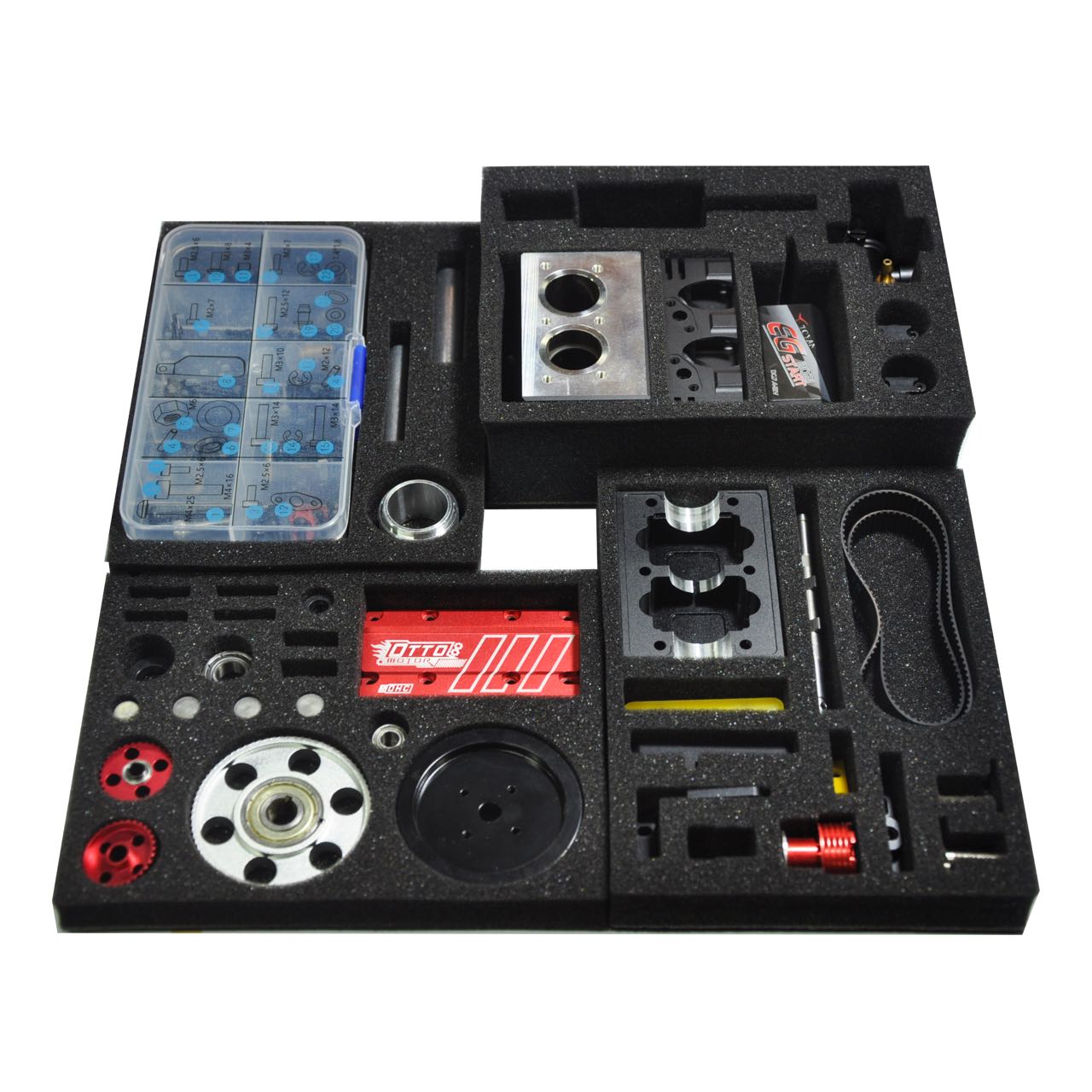 Maqueta de motor de metanol bicilíndrico en línea de 4 tiempos Toyan 