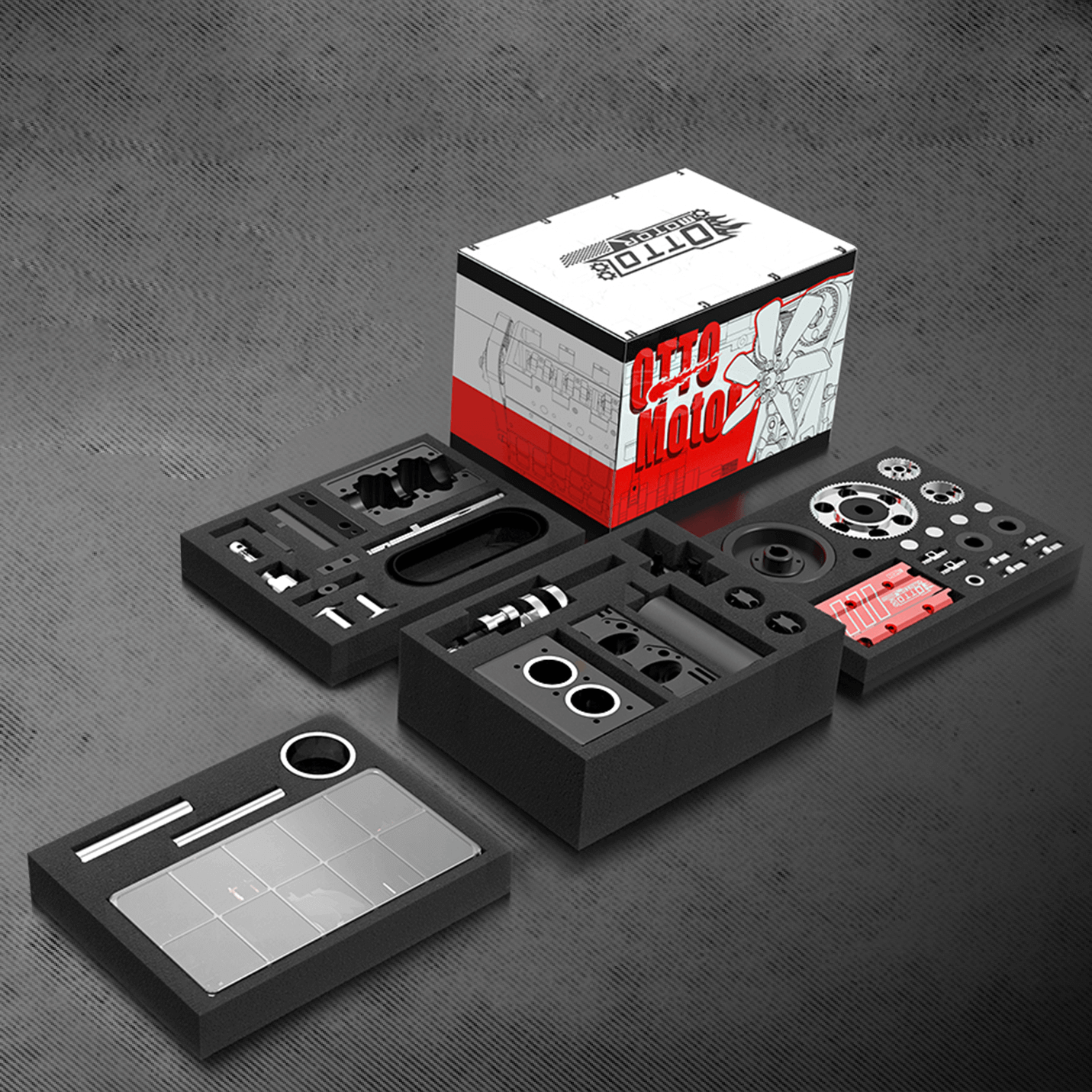 Maqueta de motor de metanol bicilíndrico en línea de 4 tiempos Toyan 