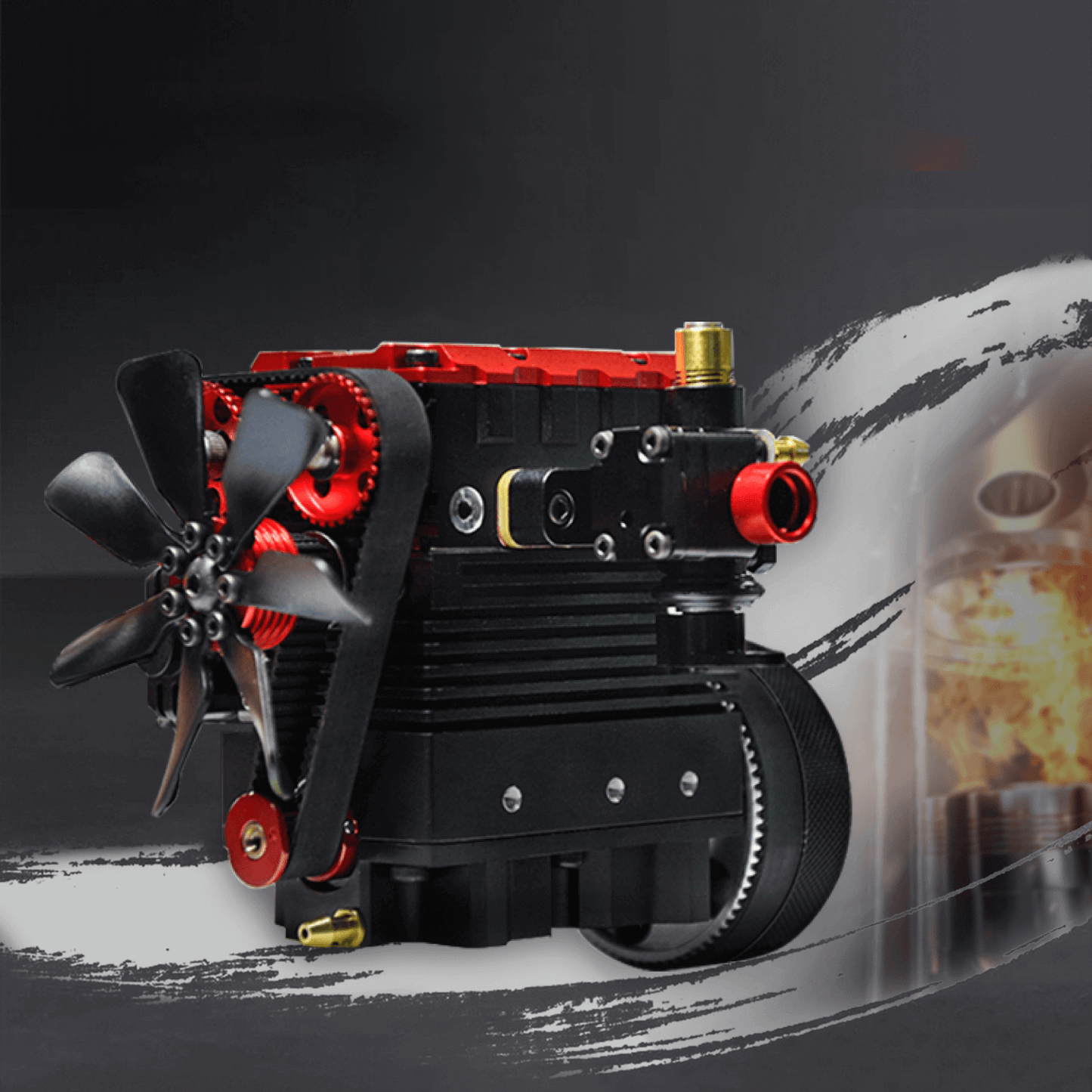 Maqueta de motor de metanol bicilíndrico en línea de 4 tiempos Toyan 