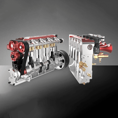 Maqueta de motor de gasolina Toyan de cuatro tiempos, cuatro cilindros en línea y refrigerado por agua