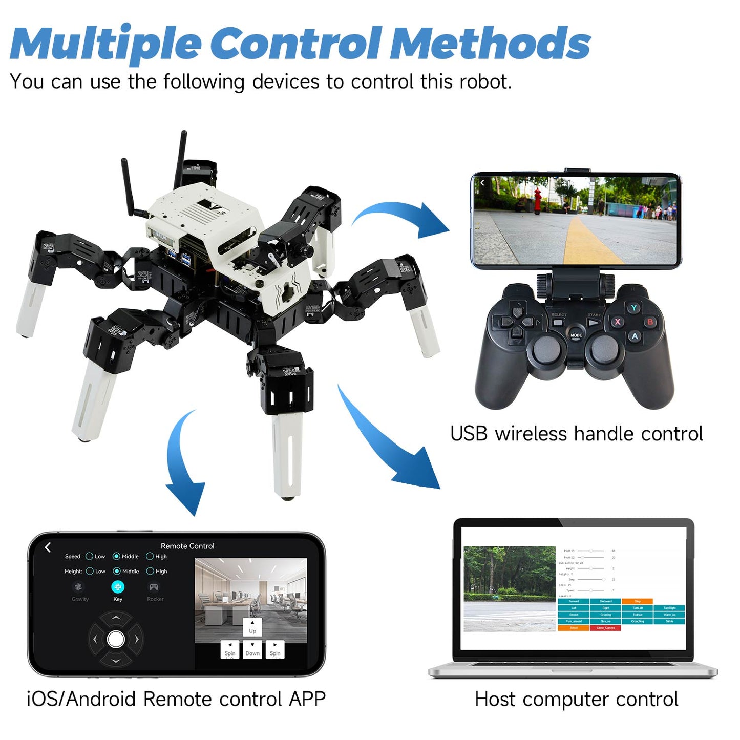 Yahboom 18DOF Muto S2 Hexapod Robot STEM Education Python Programming Robot with Raspberry Pi and NVIDIA Jetson NANO