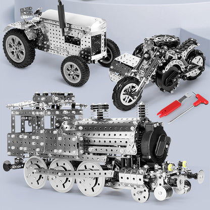 890PCS+ Metal Clockwork-driven Tractor DIY Model Toys