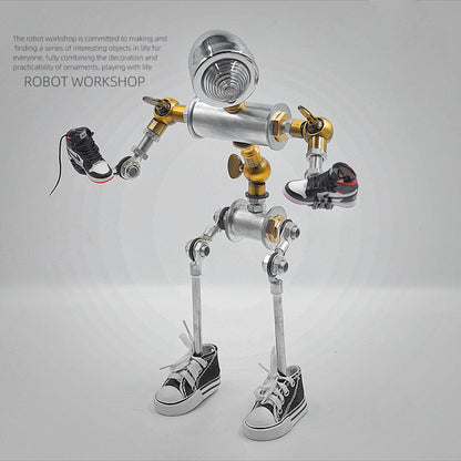 مصباح مكتب LED بمرآة محدبة رقم 3 بتصميم Steampunk مع رأس روبوت