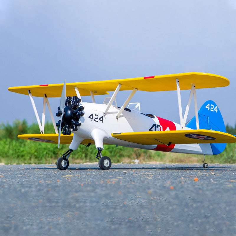 DWHobby Balsa wood Plane PT-17 Stearman ARF Large Electric or Gas Power Biplane Fixed Wing Balsa Plane Kits 1600mm Wingspan