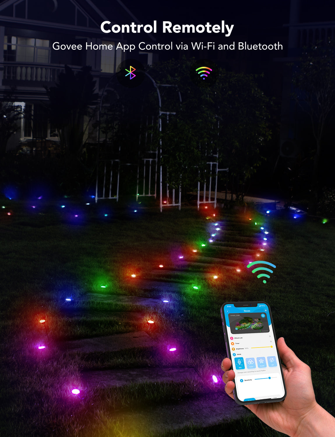 Refurbished RGBIC Wi-Fi + Bluetooth Outdoor Ground Lights