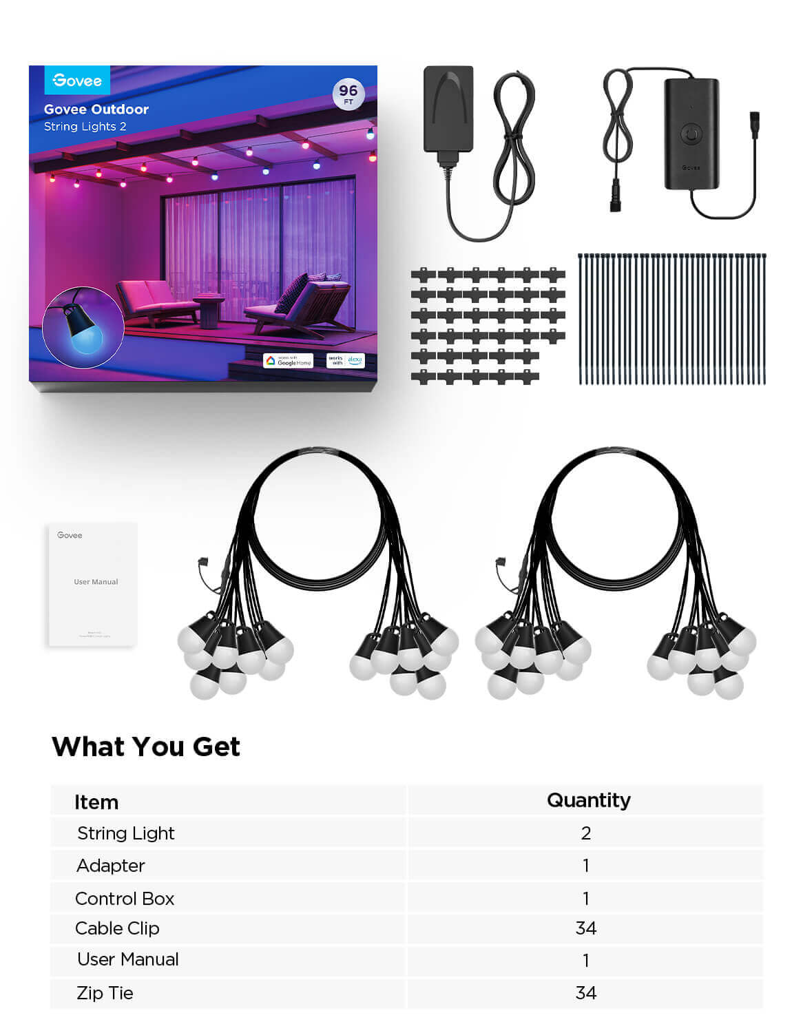 Refurbished Govee Outdoor String Lights 2