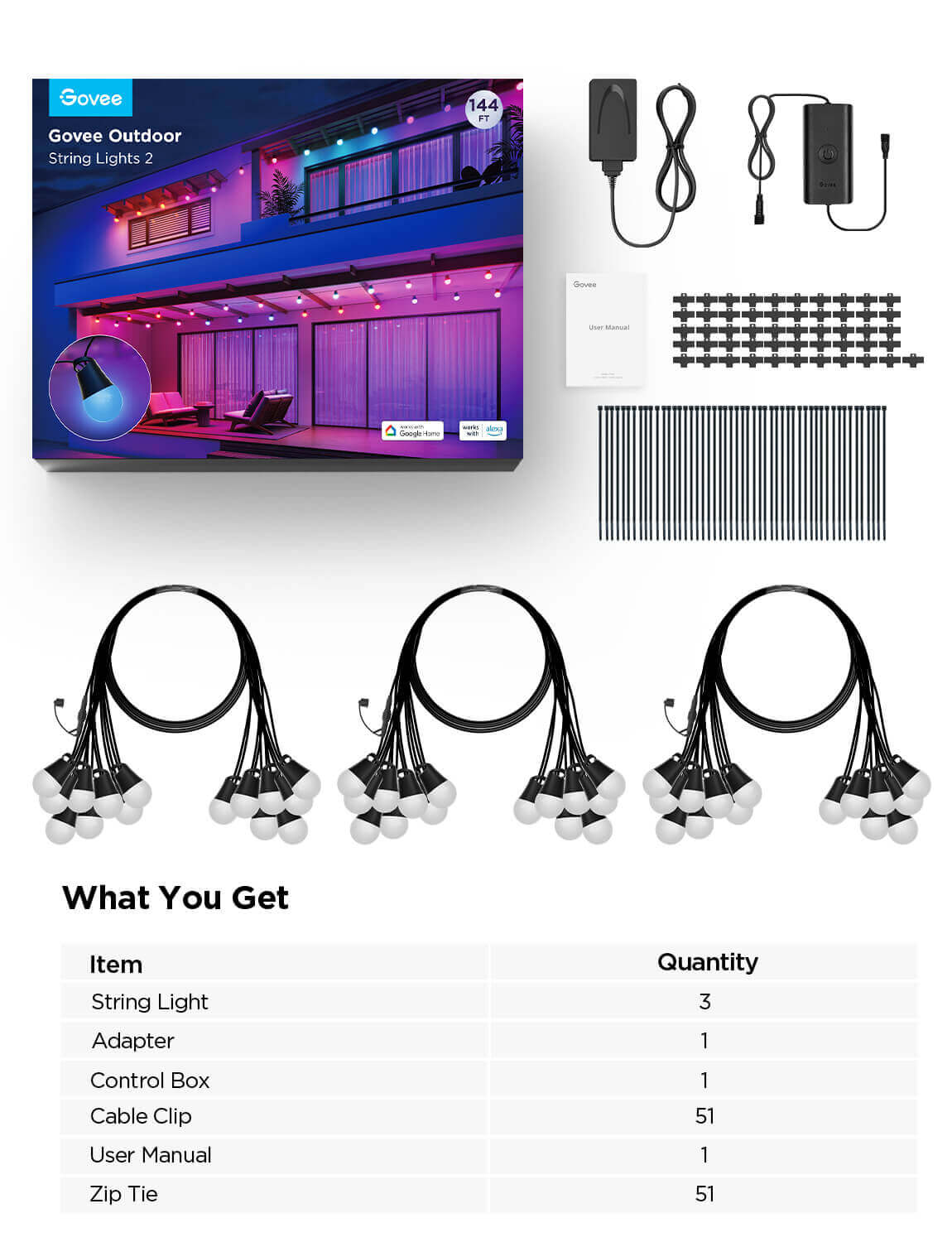 Refurbished Govee Outdoor String Lights 2