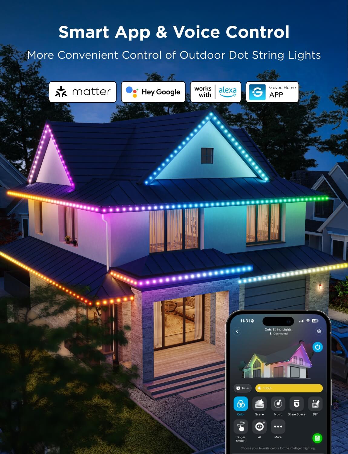 Refurbished Govee Outdoor Dot String Lights