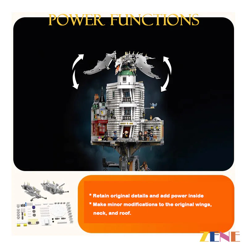 Kit motorizado para LEGO Gringotts Dragón ucraniano Ironbelly Mágico n.° 76417 Power Functions