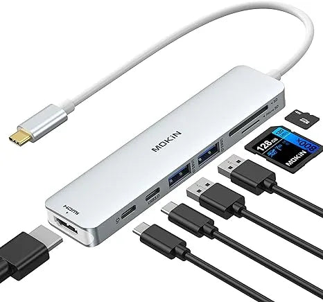 MOKiN 7 in 1 USB-C Dongle with HDMI/PD/USB/SD/TF Ports